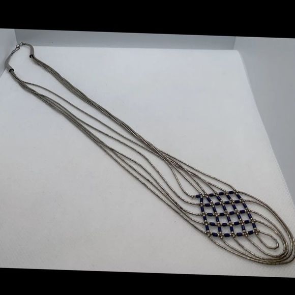 Native American 20” sterling and Lapis necklace - Picture 1 of 6